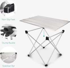 Navaris Campingtafel - Inklapbaar Campingtafeltje Van Aluminium - Opvouwbare Tafel Inclusief Draagtas - Picknicktafel - Zilver 12 Navaris Campingtafel - Inklapbaar Campingtafeltje Van Aluminium - Opvouwbare Tafel Inclusief Draagtas - Picknicktafel - Zilver -Campingwinkel 1200x1156 3