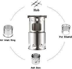 Merkloos Campingkooktoestel, Houtkachel, Draagbaar, Roestvrij Staal, Hobo-kooktoestel Met Opbergzak, Voor Barbecue, Camping, Picknick, Wandelen -Campingwinkel 1200x1163 7