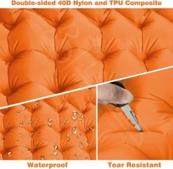 LVNRIDS Isomat, Zelfopblazend, Ultralicht, Luchtmatras, Camping, Zelfopblaasbaar, Opblaasbaar Matras, 3,9 Inch Dik, Met Voetperspomp En Kussen, Voor Camping, Reizen, Outdoor, Wandelen, Strand, Oranje -Campingwinkel 1200x1170 5