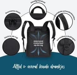 Sunflake Koelrugzak - Lunchtas - Koeltas Backpack Voor Dames & Heren - Zwart -Campingwinkel 1200x1171 11