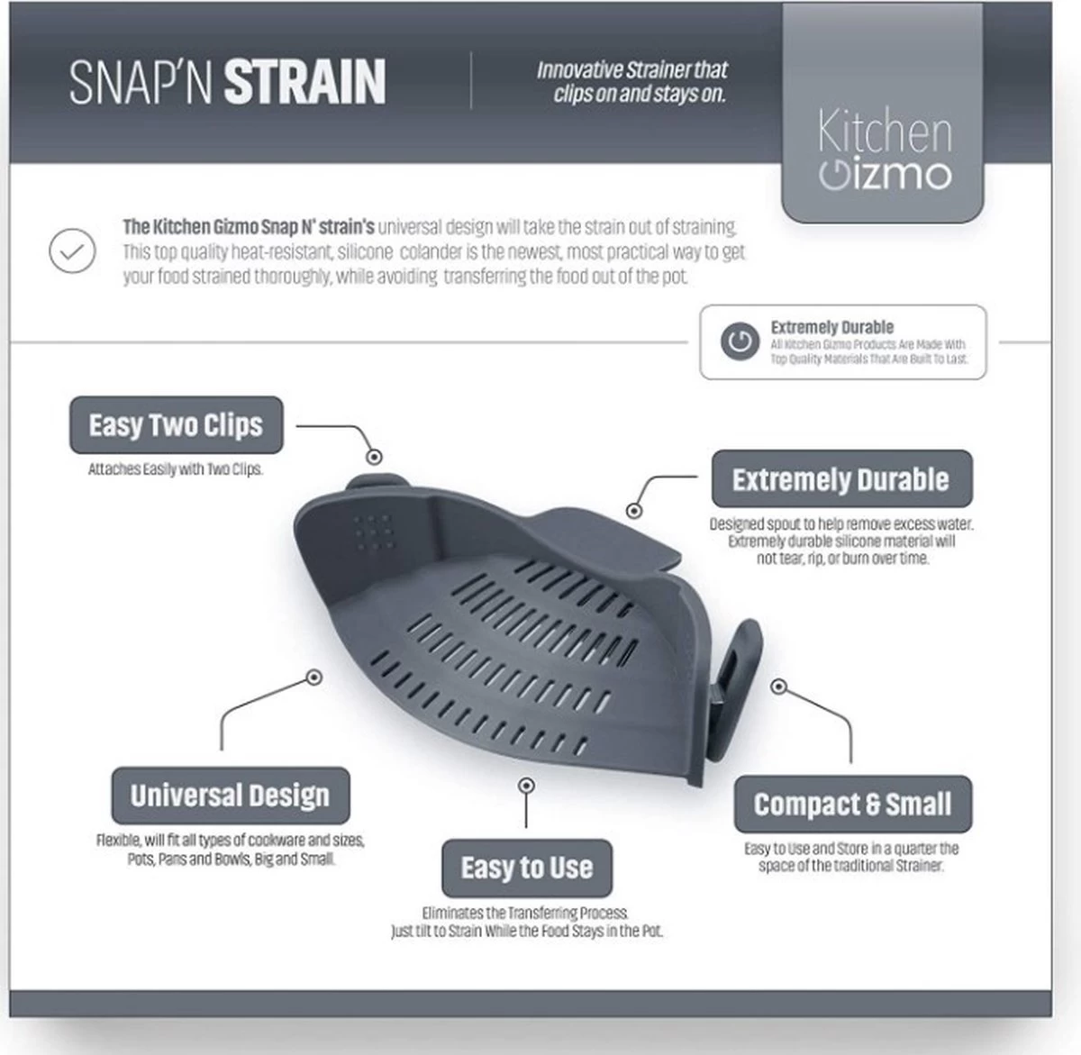 SensaHome- Siliconen Vergiet - Keuken Afgietdeksel - Afgiethulp - Siliconen - BPA Vrij - Grijs 20 SensaHome- Siliconen Vergiet - Keuken Afgietdeksel - Afgiethulp - Siliconen - BPA Vrij - Grijs - Afbeelding 20