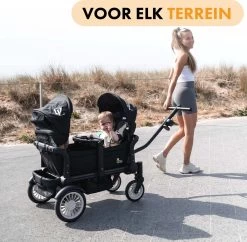 Deryan Luxe Sandy Bolderkar - Duo Buggy - Tandem Buggy - Opvouwbaar - Inklapbare Bolderwagen - Duo Kinderwagen - Zwart -Campingwinkel 1200x1176 7