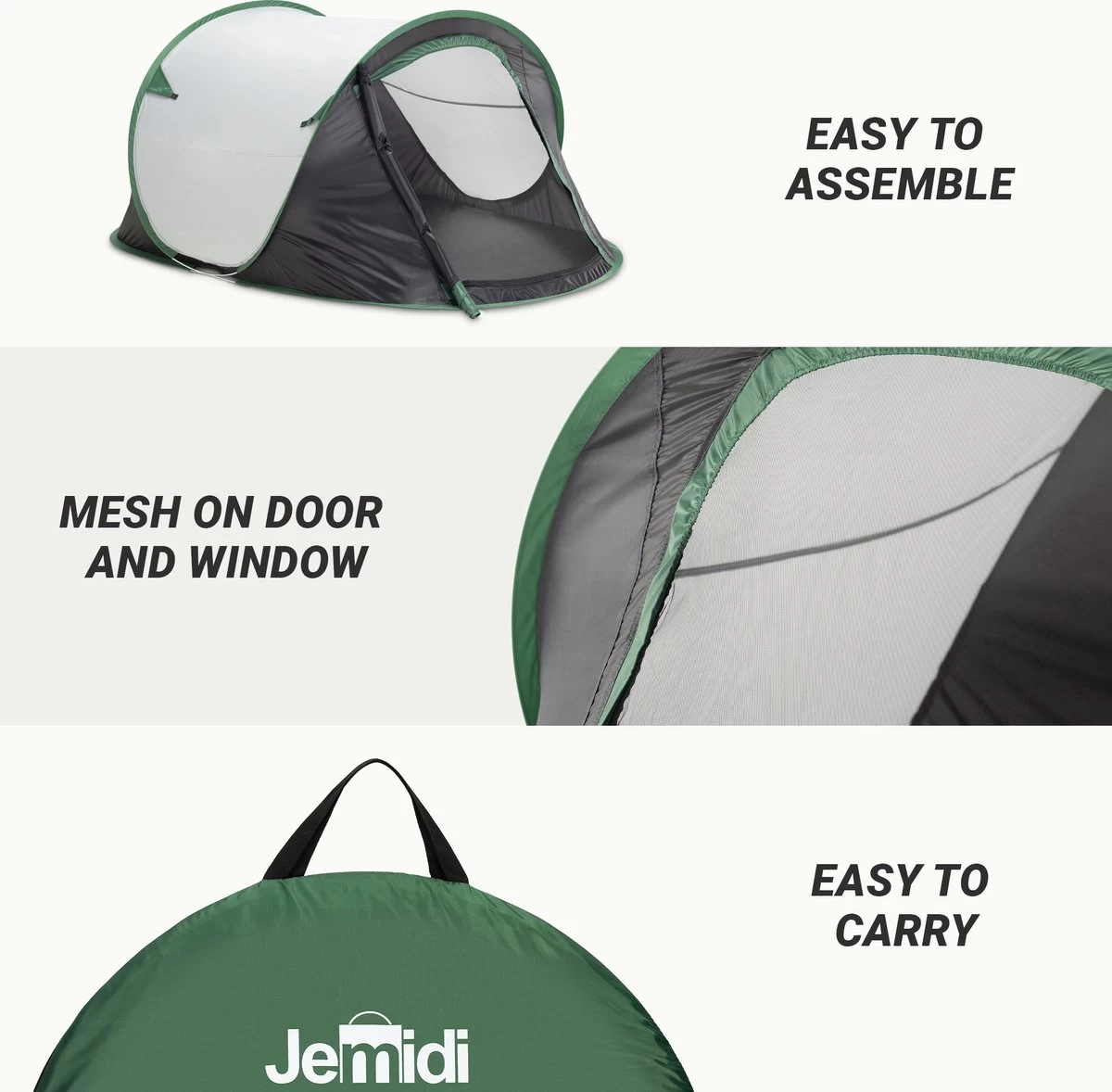 JEMIDI Tweepersoons Pop-up Tent - Opgooitent, Werptent Voor 2 Personen - Ideaal Als Festivaltent Of Kampeertent - Verschillende Kleuren 11 JEMIDI Tweepersoons Pop-up Tent - Opgooitent, Werptent Voor 2 Personen - Ideaal Als Festivaltent Of Kampeertent - Verschillende Kleuren - Afbeelding 11