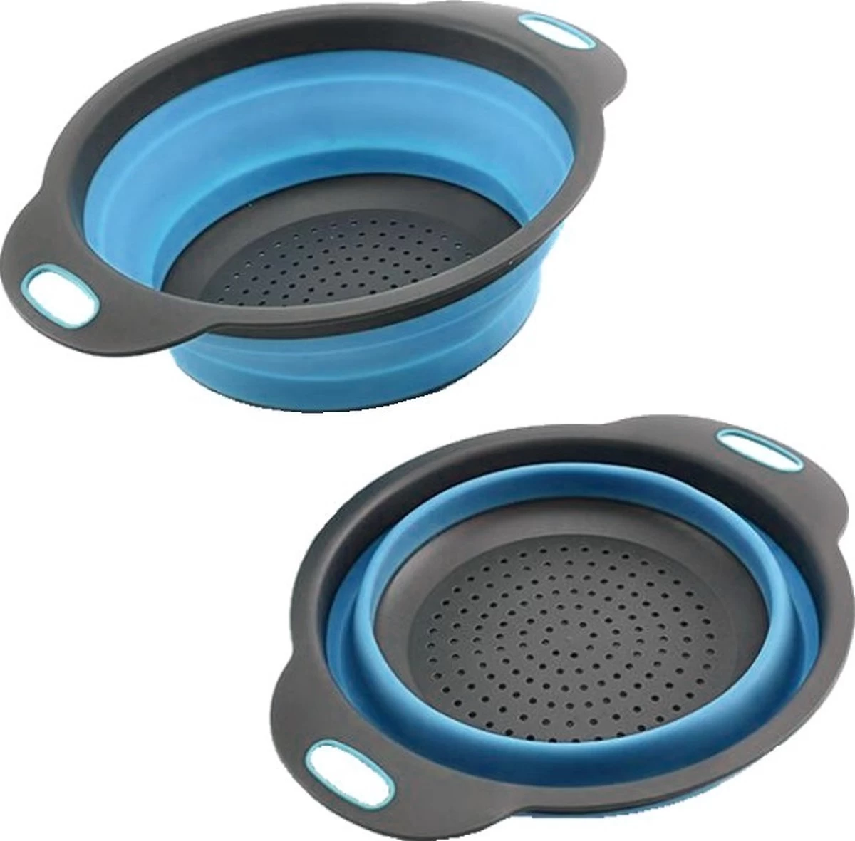 Merkloos Inklapbare Vergiet - Opvouwbaar - Groot - Blauw - Siliconen 1 Merkloos Inklapbare Vergiet - Opvouwbaar - Groot - Blauw - Siliconen