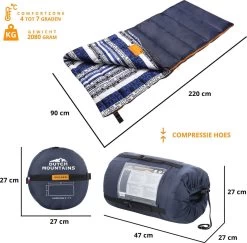 Dutch Mountains Slaapzak Goeree XL - Kussen 25x15cm - 220x90cm Katoenen Slaapzak - Tochtstrip -Campingwinkel 1200x1182 8