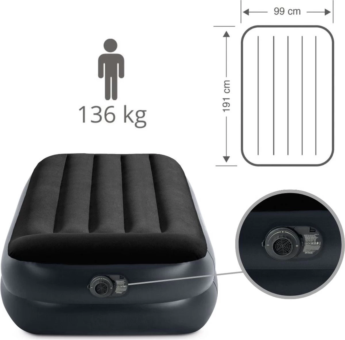 Intex Pillow Twin Luchtbed 1-persoons 99x191x42 Cm 10 Intex Pillow Twin Luchtbed 1-persoons 99x191x42 Cm - Afbeelding 10