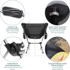 Smartpeas Campingstoel Van Stevig 600D Polyester En Aluminium - Lichtgewicht En Opvouwbaar - Camping Gadget Inclusief Zijzakken +Plus: Strandmat & Draagtas -Campingwinkel 1200x1186 4
