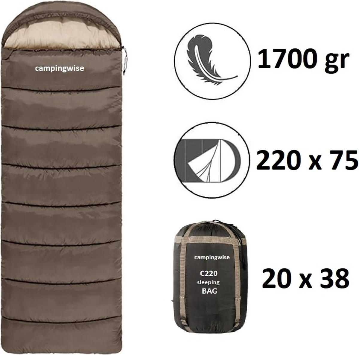 Campingwise All Season Slaapzak - Incl. Handige Opbergzak 1 Campingwise All Season Slaapzak - Incl. Handige Opbergzak