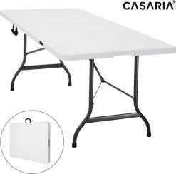 Casaria Tuintafel Opvouwbaar – Met Draaggreep 220x70 Cm – Wit -Campingwinkel 1200x1187 5