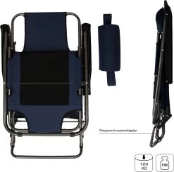 Ligstoel 180x60cm - Opvouwbaar Campingstoel Ligbed Strandstoel Tuinstoel Vouwligstoel Blauw -Campingwinkel 1200x1191 2
