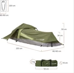 Where Tomorrow Solo Tent 220X80X50 Cm - Groen - 1 Persoons 9 Where Tomorrow Solo Tent 220X80X50 Cm - Groen - 1 Persoons -Campingwinkel 1200x1195