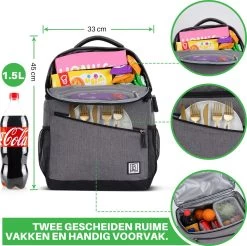 Brisby 4 Laags Geïsoleerde Koeltas Rugzak - 25 Liter - Met Handige Vakken Voor Bestek En Essentials - Waterafstotend Materiaal - Donkergrijs -Campingwinkel 1200x1196 25