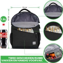 Brisby 4 Laags Geïsoleerde Koeltas Rugzak - 25 Liter - Met Handige Vakken Voor Bestek En Essentials - Waterafstotend Materiaal - Zwart -Campingwinkel 1200x1196 29
