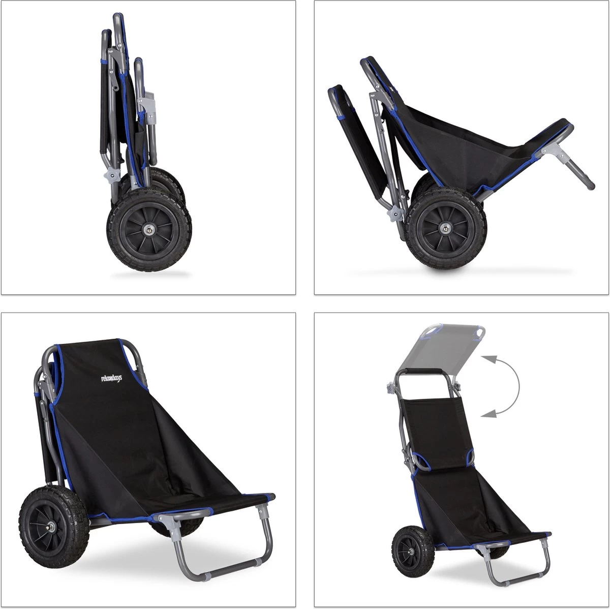 Relaxdays Strandkar Opvouwbaar - Strandstoel Met Zonnedak - Strand Stoel Op Wielen 5 Relaxdays Strandkar Opvouwbaar - Strandstoel Met Zonnedak - Strand Stoel Op Wielen - Afbeelding 5