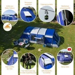 Skandika Montana 8 Sleeper Tent – Tunneltent – 8 Persoons Familietent - Campingtent – Sleeper Technology (2 Tot 4 Extra Donkere Slaapcabines) – Ingenaaide Tentvloer - Muggengaas – 700 X 310 X 200 Cm (LxBxH) – 5000mm Waterkolom – Kamperen – Blauw/wit 10 Skandika Montana 8 Sleeper Tent – Tunneltent – 8 Persoons Familietent - Campingtent – Sleeper Technology (2 Tot 4 Extra Donkere Slaapcabines) – Ingenaaide Tentvloer - Muggengaas – 700 X 310 X 200 Cm (LxBxH) – 5000mm Waterkolom – Kamperen – Blauw/wit -Campingwinkel 1200x1199