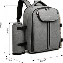 Kono Koeltas - Koelrugzak - Picknick - Picknicktas Met Flessenhouder - Koelrugtas Met Picknickkleed - Grijs (E6915 GY) -Campingwinkel 1200x1199 8