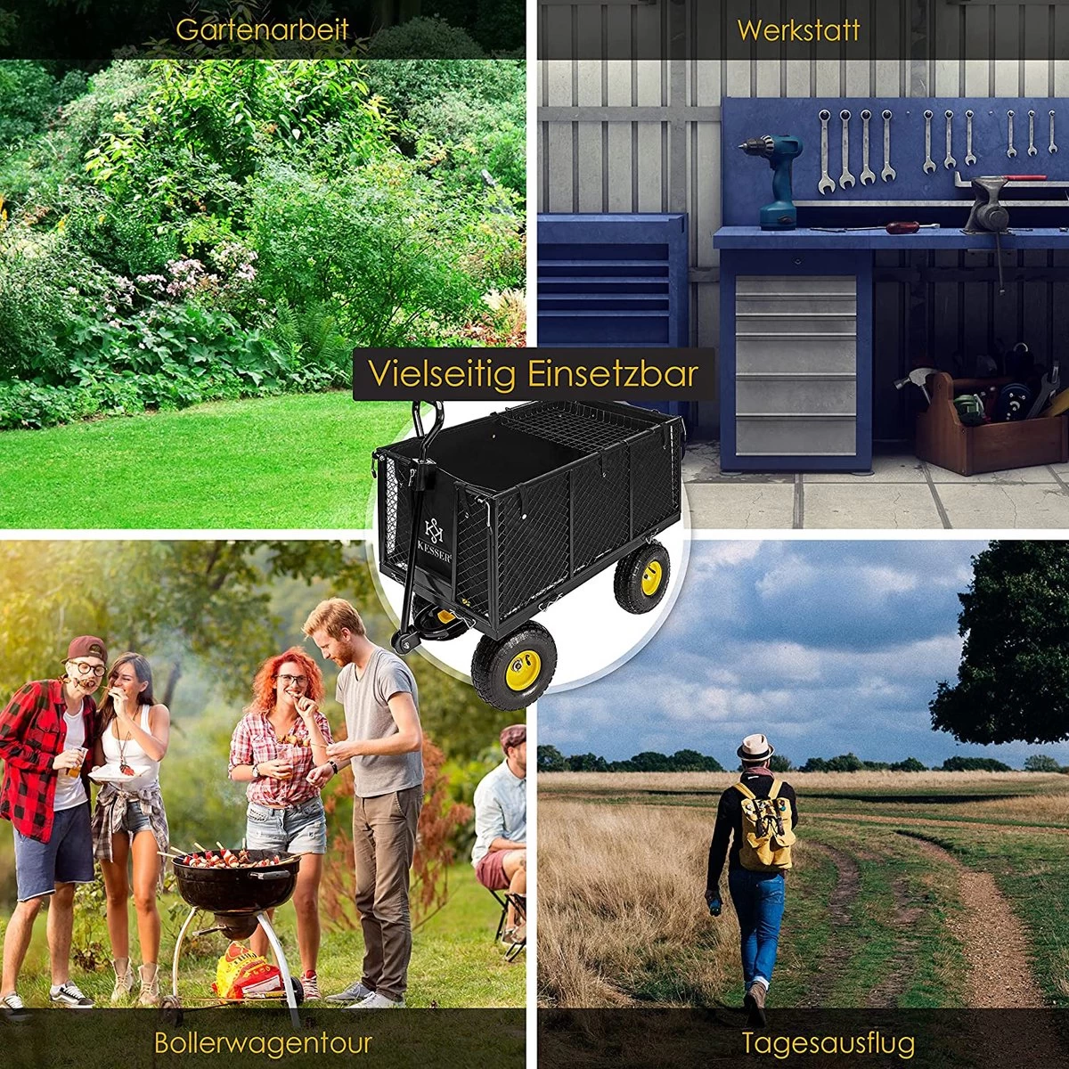 Exxen KESSER® Bolderkar, 550 Kg Belastbaar, Tuinwagen, Transportwagen, Tuinwagen, Uitneembaar Zeil, Gereedschapswagen, Handwagen, Veelzijdig Inzetbaar, Zwart 7 Exxen KESSER® Bolderkar, 550 Kg Belastbaar, Tuinwagen, Transportwagen, Tuinwagen, Uitneembaar Zeil, Gereedschapswagen, Handwagen, Veelzijdig Inzetbaar, Zwart - Afbeelding 7