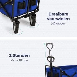 LifeGoods Bolderkar - Opvouwbaar - Draaibare Wielen - 2 Standen - 70KG Draagkracht - Blauw -Campingwinkel 1200x1200 1015