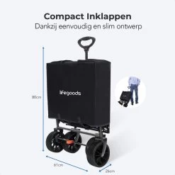 LifeGoods Bolderkar - Opvouwbaar - Tot 120KG - 103L - Extra Draagtas En Duwstang - Wasbaar Polyester - 98x45cm - Zwart/Grijs 13 LifeGoods Bolderkar - Opvouwbaar - Tot 120KG - 103L - Extra Draagtas En Duwstang - Wasbaar Polyester - 98x45cm - Zwart/Grijs -Campingwinkel 1200x1200 1040