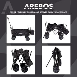 AREBOS Handwagen Vouwbare Dak Handwagen Vouwbare Trolley Uitrustingswagen Zwart -Campingwinkel 1200x1200 1057