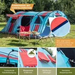 Skandika Gotland Tunneltent Voor 6 Personen, Grote Familietent In Racing-design, Ingenaaide Tentbodem, Waterdicht, 5000 Mm Waterkolom, Slaapcabine Met Scheidingswand, Muggennet (let Op, Komt Met Kleurfouten) -Campingwinkel 1200x1200 106