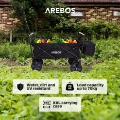 AREBOS Handwagen Vouwbare Dak Handwagen Vouwbare Trolley Uitrustingswagen Zwart -Campingwinkel 1200x1200 1060