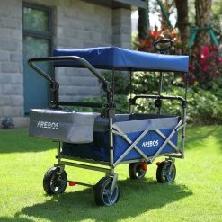 AREBOS Premium Steekwagen Met Dak Opvouwbare Tuinkar Handkar Bolderkar Blauw / Grijs -Campingwinkel 1200x1200 1082