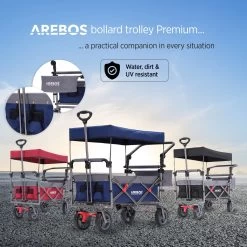 AREBOS Premium Steekwagen Met Dak Opvouwbare Tuinkar Handkar Bolderkar Blauw / Grijs -Campingwinkel 1200x1200 1084