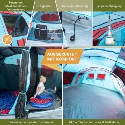 Skandika Gotland Tunneltent Voor 6 Personen, Grote Familietent In Racing-design, Ingenaaide Tentbodem, Waterdicht, 5000 Mm Waterkolom, Slaapcabine Met Scheidingswand, Muggennet (let Op, Komt Met Kleurfouten) -Campingwinkel 1200x1200 109