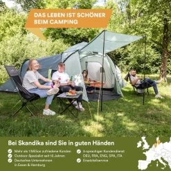 Skandika Bern 4 Koepeltent - Koepeltent - Tenten - 4 Persoons Kampeertent Met Panoramisch Dakraam, 2 Slaapcabines, Grondzeil, 210 Cm Stahoogte, Waterdicht, 4000 Mm Waterkolom - Grote Outdoor Familie Tent, Kampeertent - Grijs -Campingwinkel 1200x1200 118