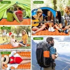 LVNRIDS Isomat, Zelfopblazend, Ultralicht, Luchtmatras, Camping, Zelfopblaasbaar, Opblaasbaar Matras, 3,9 Inch Dik, Met Voetperspomp En Kussen, Voor Camping, Reizen, Outdoor, Wandelen, Strand, Oranje -Campingwinkel 1200x1200 1238