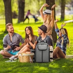 Kono Koeltas - Koelrugzak - Picknick - Picknicktas Met Flessenhouder - Koelrugtas Met Picknickkleed - Grijs (E6915 GY) -Campingwinkel 1200x1200 1325