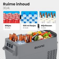 Auronic Elektrische Koelbox - 30.4L - Compressor - 12V En 240V - Grijs -Campingwinkel 1200x1200 1332