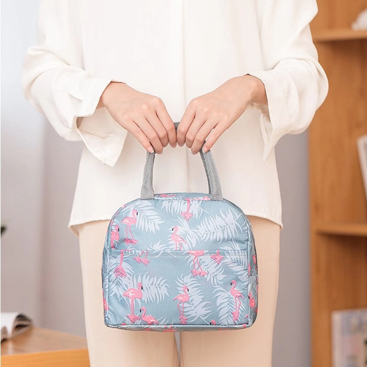 Koeltas - Lunchtas - Volwassenen En Kinderen - Compact & Handig: Zomer - Picknick -School - Lunch - Werk - Grijs Flamingo 2 Koeltas - Lunchtas - Volwassenen En Kinderen - Compact & Handig: Zomer - Picknick -School - Lunch - Werk - Grijs Flamingo - Afbeelding 2