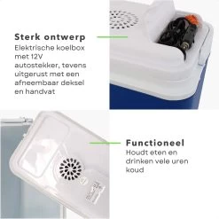 Cheqo® Elektrische Koelbox Voor Auto - 12V - 24L - Blauw - Autostekker - Afneembaar Deksel & Handvat - 2.2kg - 40x24x39cm -Campingwinkel 1200x1200 1384