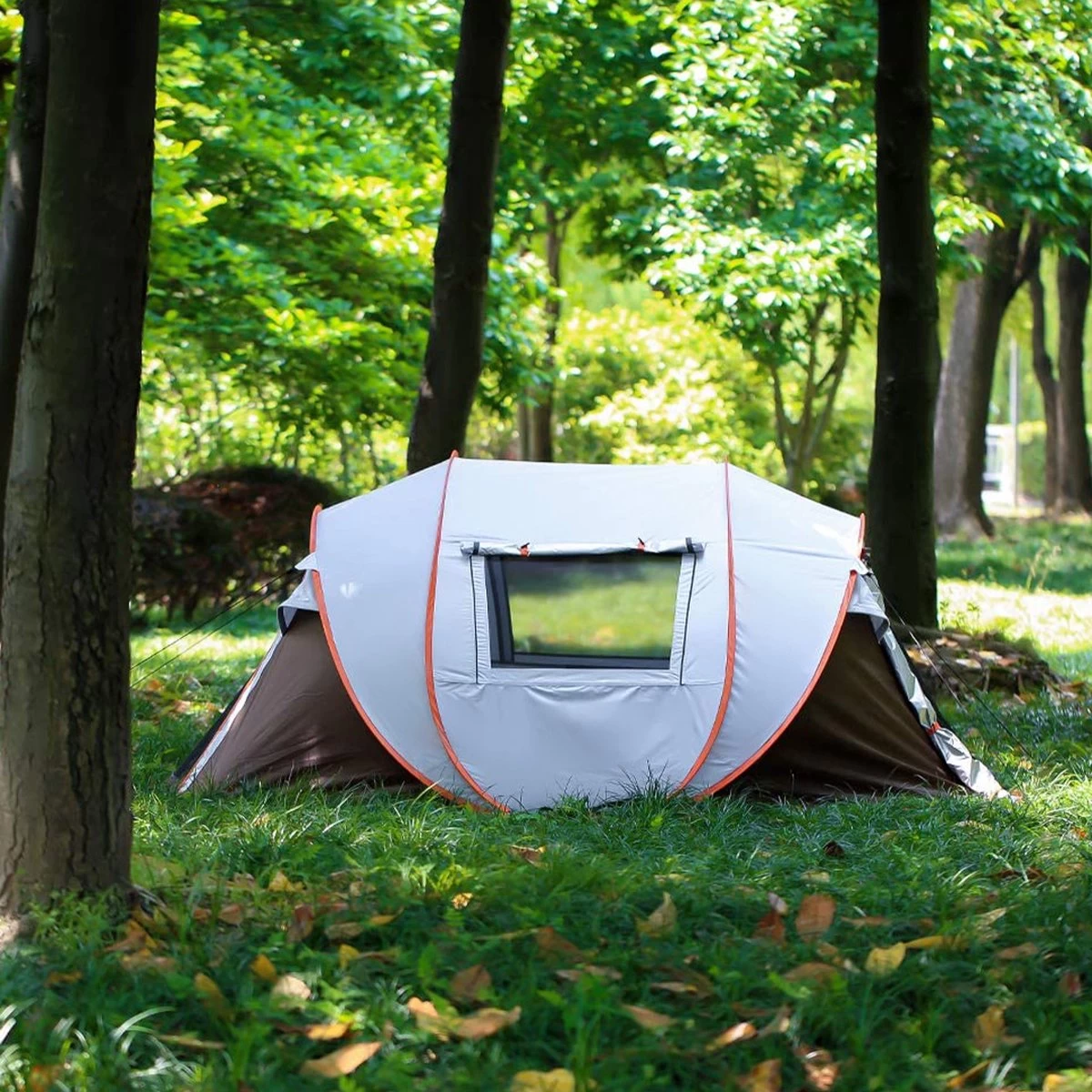 Fly Lab Luxe Pop Up Tent - Kampeer Tent - Grijs/Oranje - 4 Persoons 6 Fly Lab Luxe Pop Up Tent - Kampeer Tent - Grijs/Oranje - 4 Persoons - Afbeelding 6