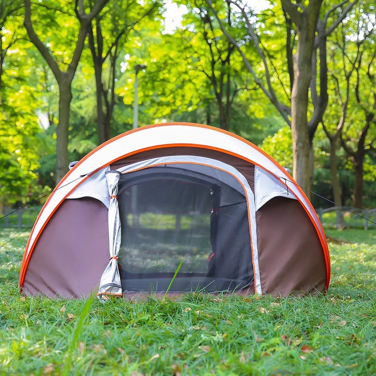 Fly Lab Luxe Pop Up Tent - Kampeer Tent - Grijs/Oranje - 4 Persoons 8 Fly Lab Luxe Pop Up Tent - Kampeer Tent - Grijs/Oranje - 4 Persoons - Afbeelding 8