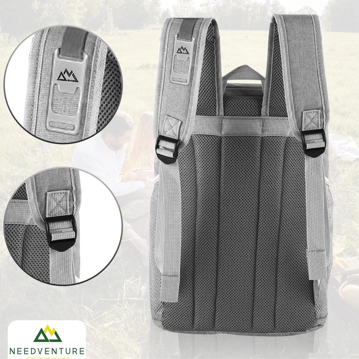Needventure Koeltas - Lunchtas - Koelrugtas - Picknicktas - 20 Liter - Flessenhouder - Bieropener - Grijs 7 Needventure Koeltas - Lunchtas - Koelrugtas - Picknicktas - 20 Liter - Flessenhouder - Bieropener - Grijs - Afbeelding 7