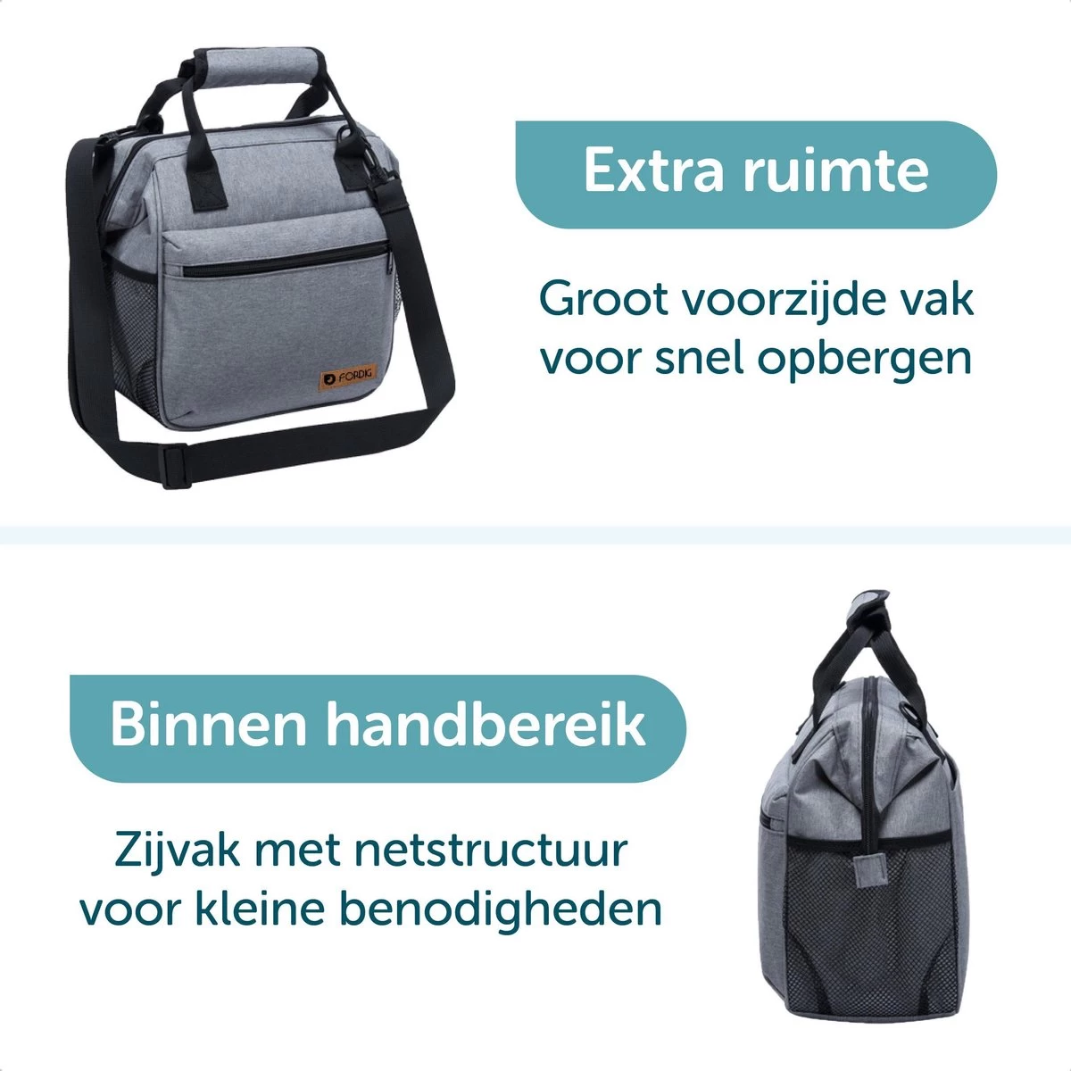 ForDig Lunchtas Grijs - Koeltas Gemaakt Van 600D Polyester Met PEVA-Voering - Ruimte Voor Lunchtrommel / Snacks / Blikjes - Koel Tas Met Mesh Opbergruimtes En Ruimte Voor Bestek - Lunch Tas Cool Bag - Coolerbag - Kleine Cooler 2 ForDig Lunchtas Grijs - Koeltas Gemaakt Van 600D Polyester Met PEVA-Voering - Ruimte Voor Lunchtrommel / Snacks / Blikjes - Koel Tas Met Mesh Opbergruimtes En Ruimte Voor Bestek - Lunch Tas Cool Bag - Coolerbag - Kleine Cooler - Afbeelding 2