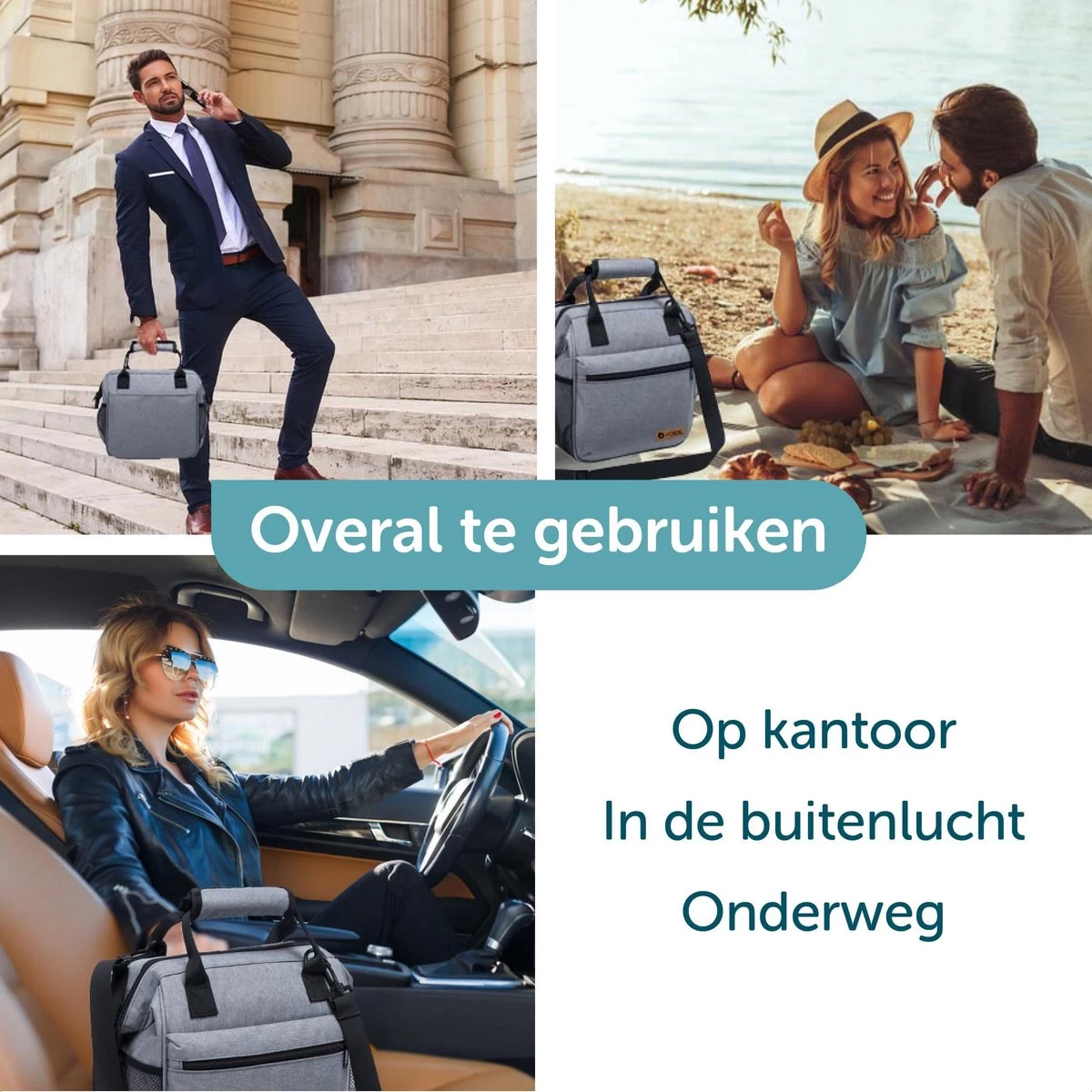 ForDig Lunchtas Grijs - Koeltas Gemaakt Van 600D Polyester Met PEVA-Voering - Ruimte Voor Lunchtrommel / Snacks / Blikjes - Koel Tas Met Mesh Opbergruimtes En Ruimte Voor Bestek - Lunch Tas Cool Bag - Coolerbag - Kleine Cooler 5 ForDig Lunchtas Grijs - Koeltas Gemaakt Van 600D Polyester Met PEVA-Voering - Ruimte Voor Lunchtrommel / Snacks / Blikjes - Koel Tas Met Mesh Opbergruimtes En Ruimte Voor Bestek - Lunch Tas Cool Bag - Coolerbag - Kleine Cooler - Afbeelding 5