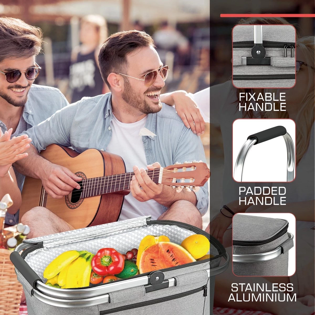 Bomoe Koeltas Picknickmand Opvouwbaar IceBreezer K47 - 47x27x26 Cm - 32 Liter- Perfect Voor Barbecues Of Boodschappen 6 Bomoe Koeltas Picknickmand Opvouwbaar IceBreezer K47 - 47x27x26 Cm - 32 Liter- Perfect Voor Barbecues Of Boodschappen - Afbeelding 6