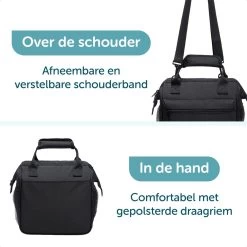 ForDig Lunchtas Zwart - Koeltas Gemaakt Van 600D Polyester Met PEVA-Voering - Ruimte Voor Lunchtrommel / Snacks / Blikjes - Koel Tas Met Mesh Opbergruimtes En Ruimte Voor Bestek - Lunch Tas Cool Bag - Coolerbag - Kleine Cooler -Campingwinkel 1200x1200 1625