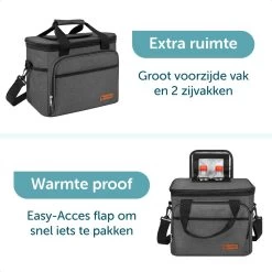 ForDig Koeltas L Zwart (15 Liter) - Gemaakt Van 600D Polyester Met PEVA-Voering - Ruimte Voor 20 Blikjes Of 10 Halve Liter Flessen - Opvouwbaar Koel Tas Met Easy-Acces Flap - Ruimte Voor Bestek - Picknick Cool Bag - Coolerbag - Grote Cooler -Campingwinkel 1200x1200 1641