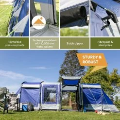 Skandika Montana 8 Tent – Tunneltenten – 8 Persoons Tent – Campingtent – 200 Cm Stahoogte – 2-4 Slaapcabines - Muggengaas – Familietent – 4 Ingangen – 700 X 310 X 200 Cm (L X B X H) - 5000 Mm Waterkolom – Outdoor, Camping – Kamperen – Blauw 14 Skandika Montana 8 Tent – Tunneltenten – 8 Persoons Tent – Campingtent – 200 Cm Stahoogte – 2-4 Slaapcabines - Muggengaas – Familietent – 4 Ingangen – 700 X 310 X 200 Cm (L X B X H) - 5000 Mm Waterkolom – Outdoor, Camping – Kamperen – Blauw -Campingwinkel 1200x1200 184