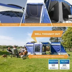 Skandika Montana 8 Tent – Tunneltenten – 8 Persoons Tent – Campingtent – 200 Cm Stahoogte – 2-4 Slaapcabines - Muggengaas – Familietent – 4 Ingangen – 700 X 310 X 200 Cm (L X B X H) - 5000 Mm Waterkolom – Outdoor, Camping – Kamperen – Blauw 17 Skandika Montana 8 Tent – Tunneltenten – 8 Persoons Tent – Campingtent – 200 Cm Stahoogte – 2-4 Slaapcabines - Muggengaas – Familietent – 4 Ingangen – 700 X 310 X 200 Cm (L X B X H) - 5000 Mm Waterkolom – Outdoor, Camping – Kamperen – Blauw -Campingwinkel 1200x1200 187