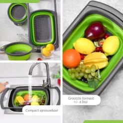 Buxibo - 3-Delige Keuken Vergiet Set Inklapbaar Groen/Grijs -Campingwinkel 1200x1200 1900