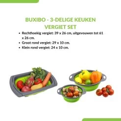 Buxibo - 3-Delige Keuken Vergiet Set Inklapbaar Groen/Grijs -Campingwinkel 1200x1200 1901
