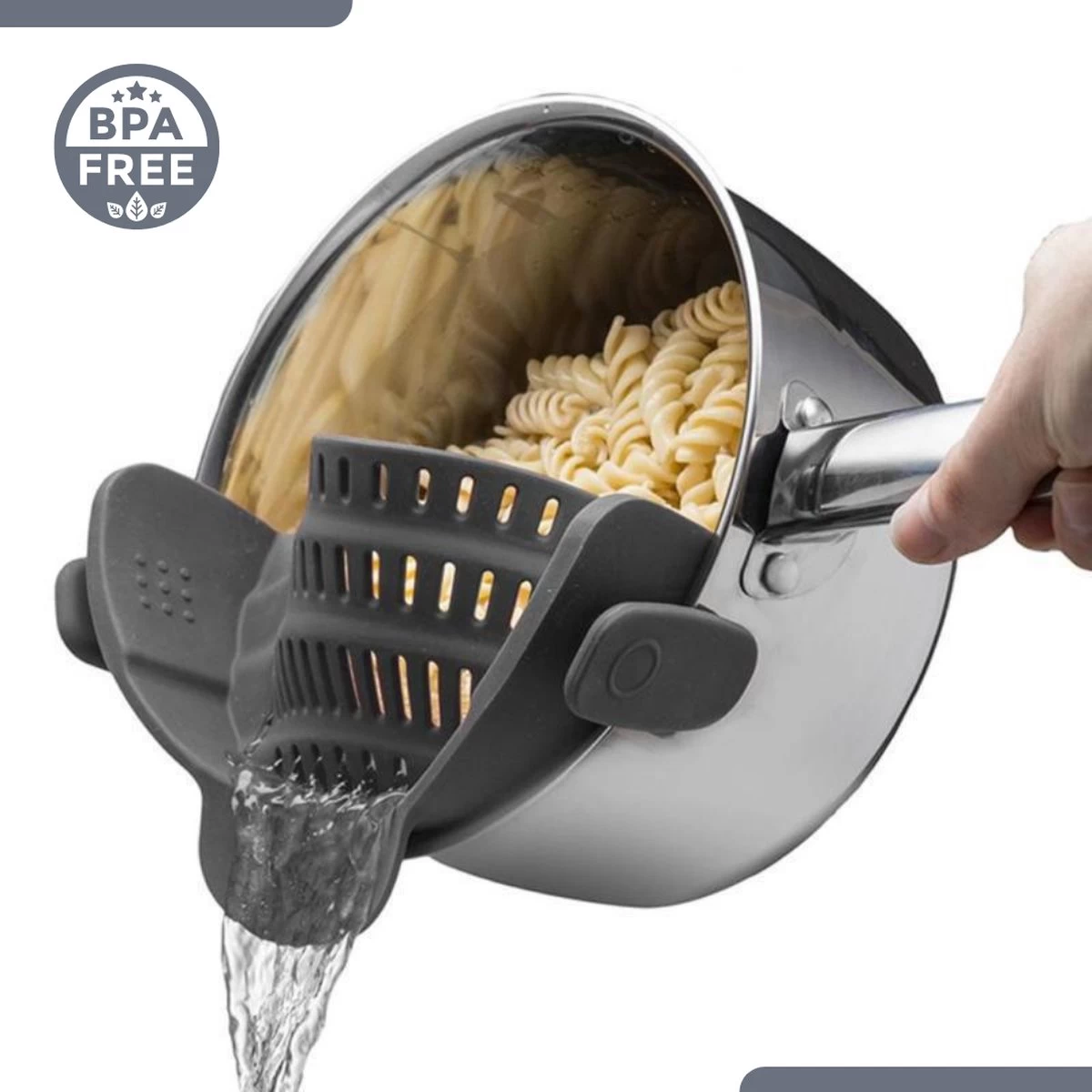 SensaHome- Siliconen Vergiet - Keuken Afgietdeksel - Afgiethulp - Siliconen - BPA Vrij - Grijs 9 SensaHome- Siliconen Vergiet - Keuken Afgietdeksel - Afgiethulp - Siliconen - BPA Vrij - Grijs - Afbeelding 9