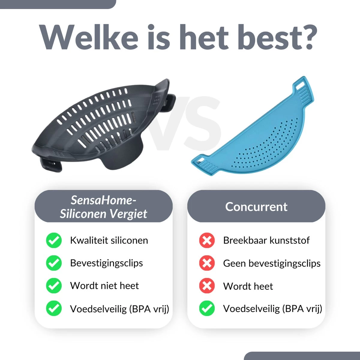 SensaHome- Siliconen Vergiet - Keuken Afgietdeksel - Afgiethulp - Siliconen - BPA Vrij - Grijs 11 SensaHome- Siliconen Vergiet - Keuken Afgietdeksel - Afgiethulp - Siliconen - BPA Vrij - Grijs - Afbeelding 11