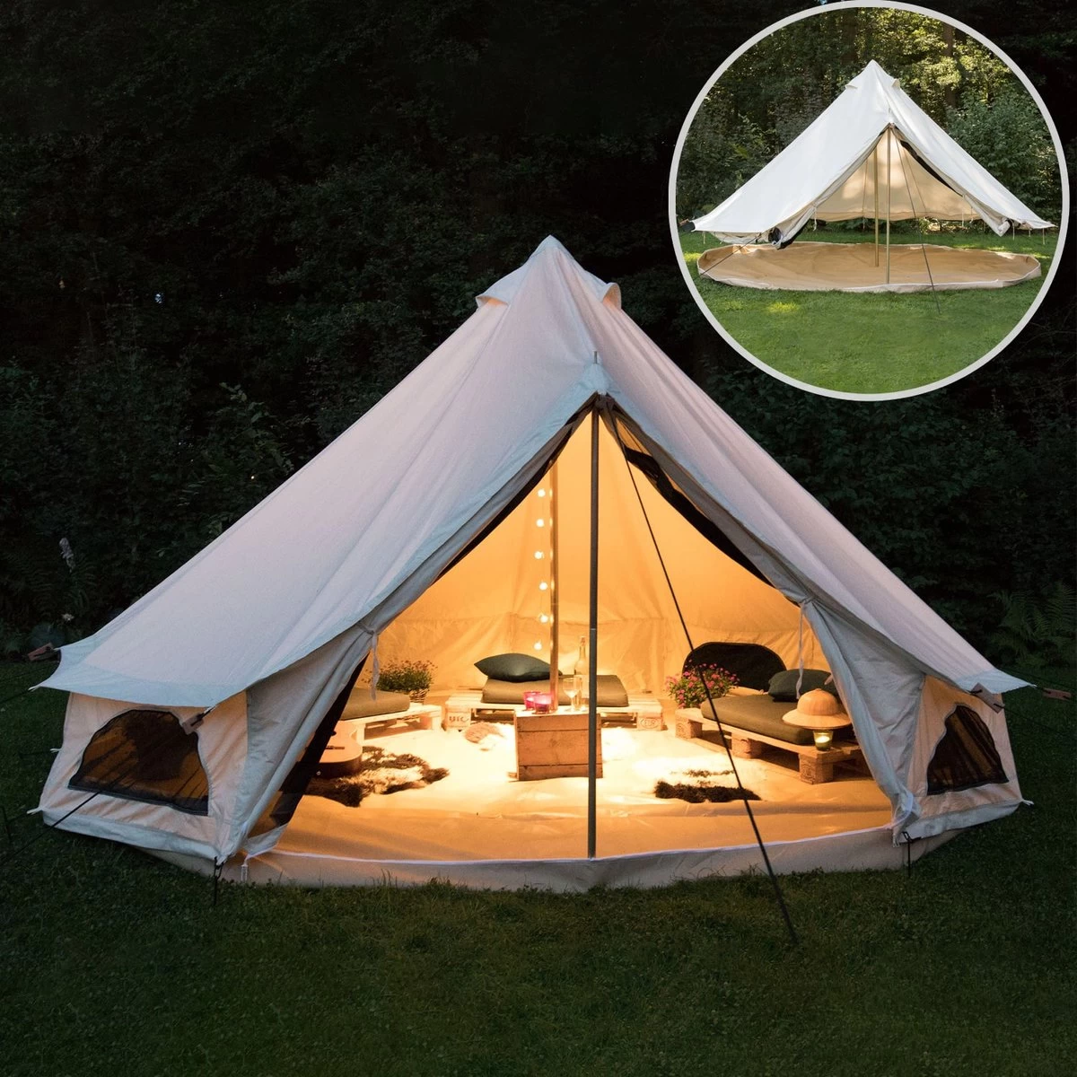 Skandika Tipii 400 Canvas Tent – Tipi-tenten – 8 Persoons Familietent - Campingtent – Muggengaas – 250 Cm Stahoogte – 400 Cm Diameter – 4000 Mm Waterkolom – Indische Tent, Partytent, Festivaltent – Outdoor, Camping, Tuin – Kamperen – Wit 4 Skandika Tipii 400 Canvas Tent – Tipi-tenten – 8 Persoons Familietent - Campingtent – Muggengaas – 250 Cm Stahoogte – 400 Cm Diameter – 4000 Mm Waterkolom – Indische Tent, Partytent, Festivaltent – Outdoor, Camping, Tuin – Kamperen – Wit - Afbeelding 4